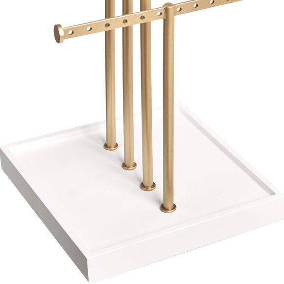 Four-Tier Jewelry Tree Stand - White/Brass - Picture 4 of 5